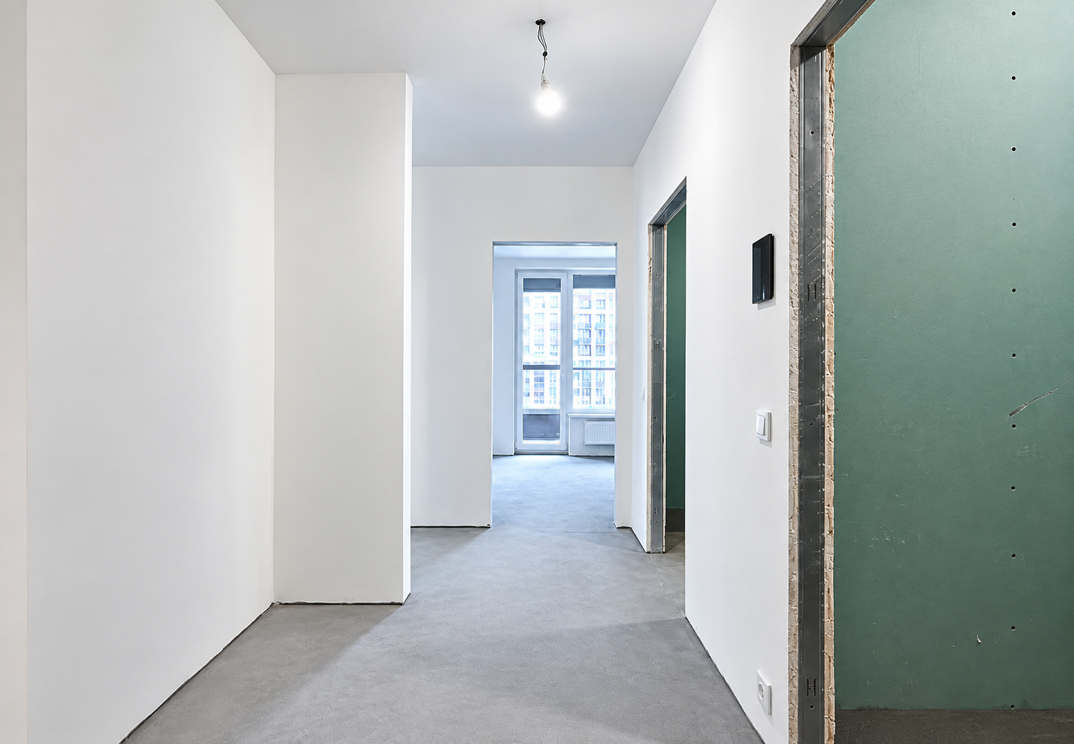 Tabiquería de Pladur y distribución interior terminada antes de la pintura
