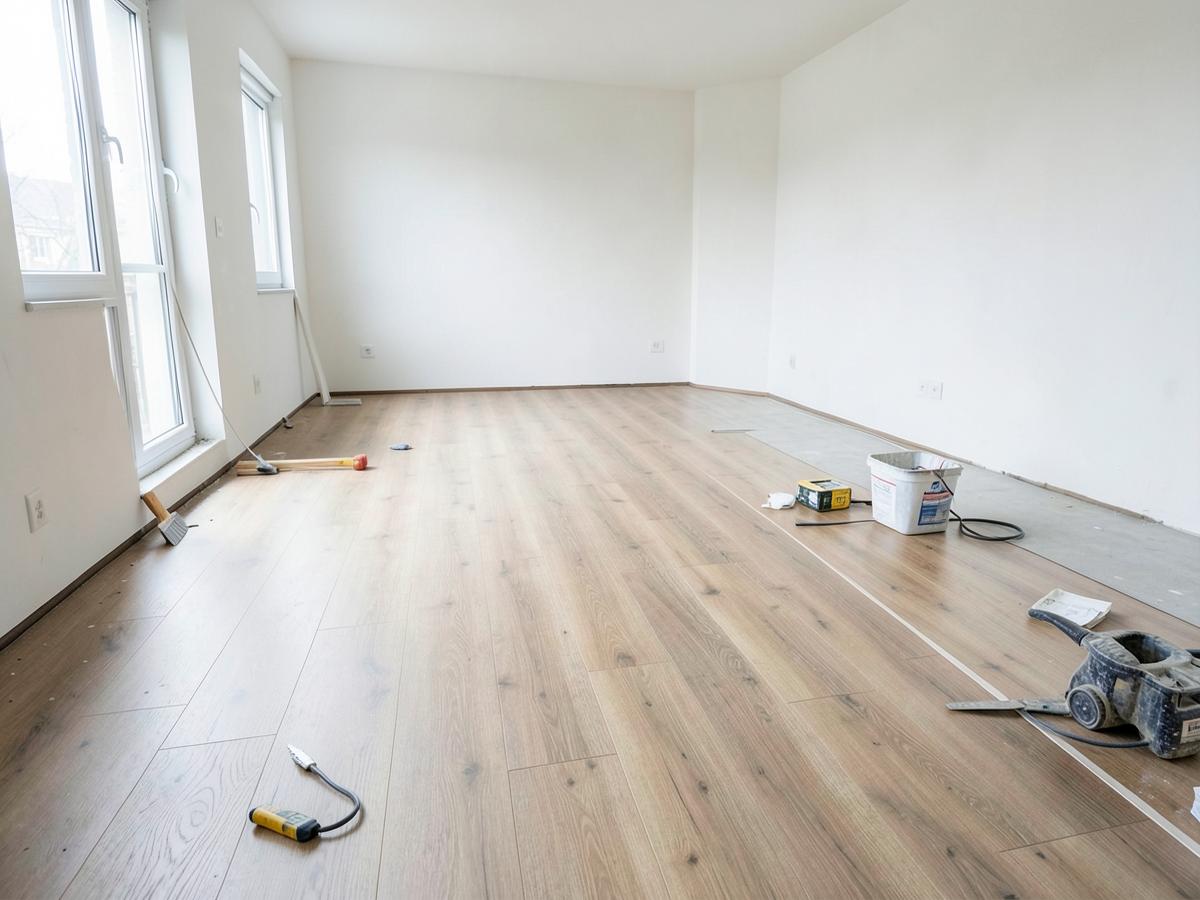 Instalación de suelo laminado en una estancia